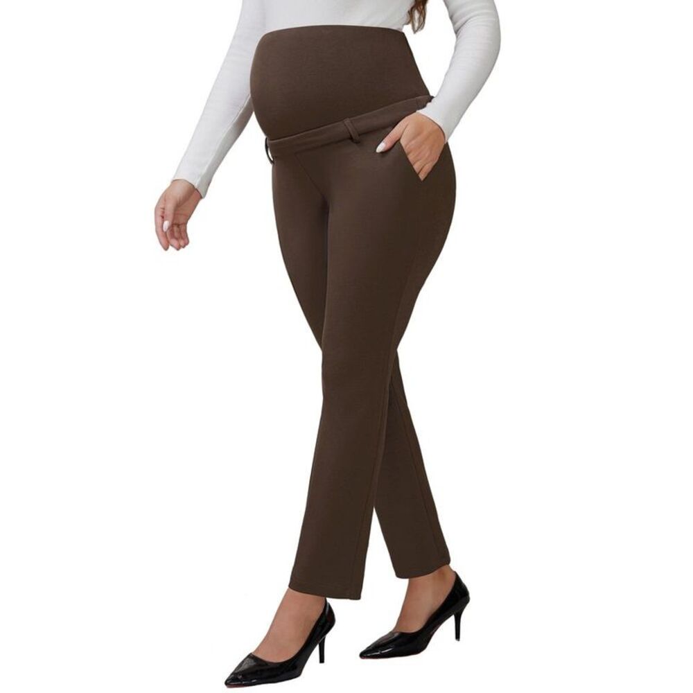 Women's Maternity Pants for Work Over Belly High Waisted Trousers